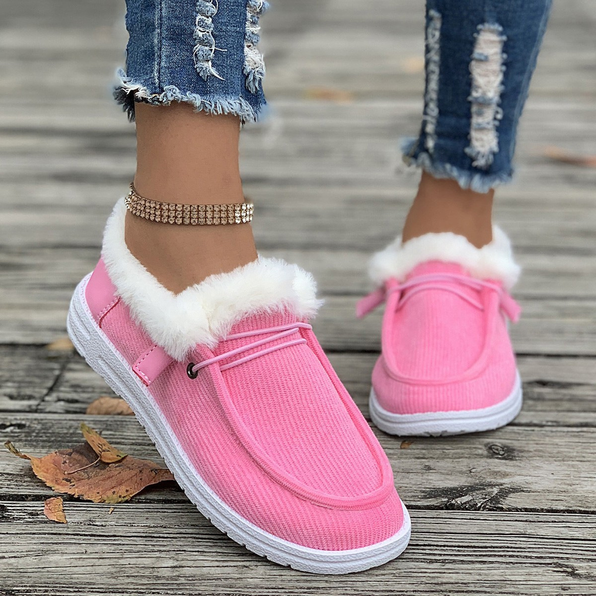 Orthoture's Winter Round-Toe Flats,Breathable Orthopedic Slip On Walking Shoes.