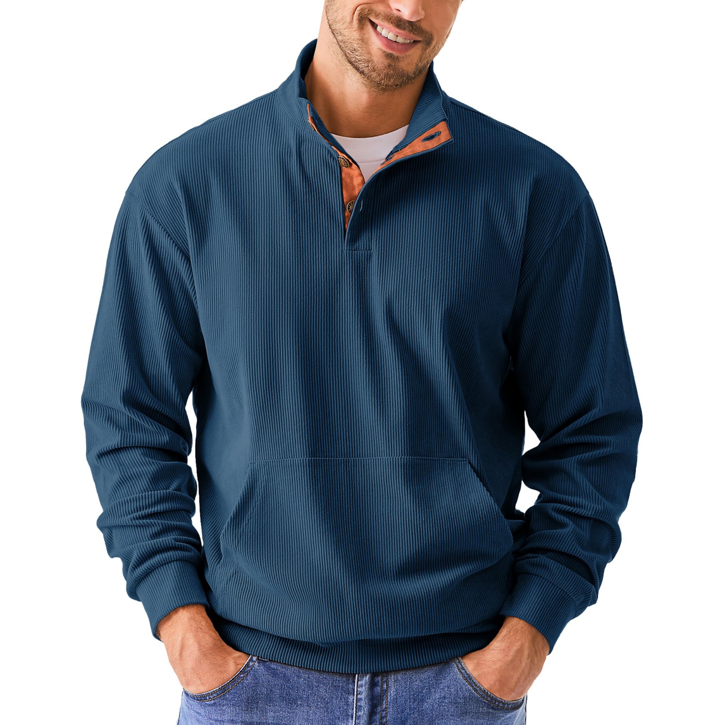 Men's Casual Long Sleeve Stand Collar Pullover Sweatshirts