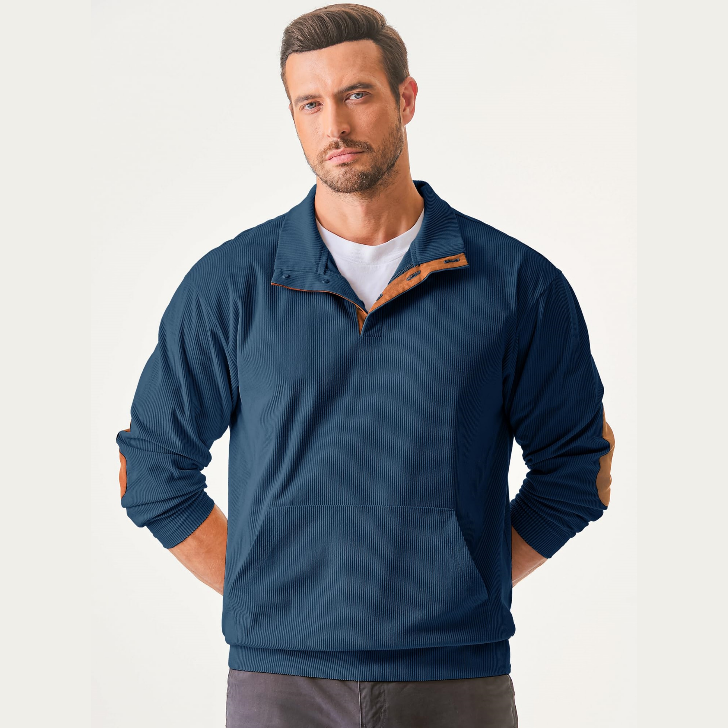 Men's Casual Long Sleeve Stand Collar Pullover Sweatshirts