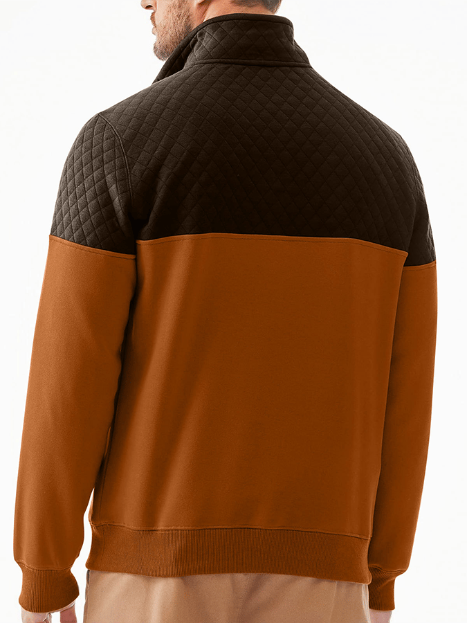 Men's Fashionable Color Block Half Zip Outdoor Casual Sweatshirt