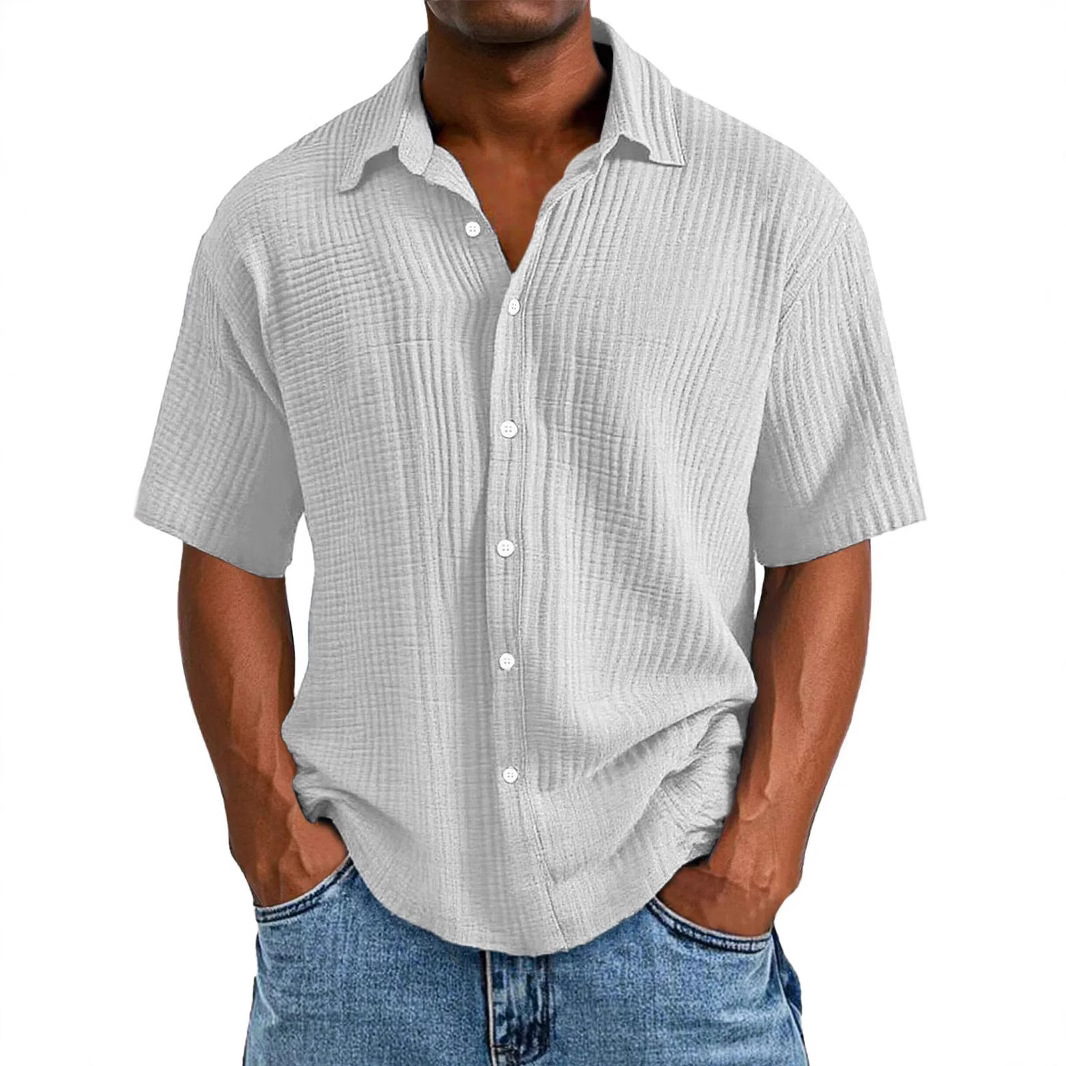 🔥Men's Casual Loose And Comfortable Textured Short-sleeved Shirt