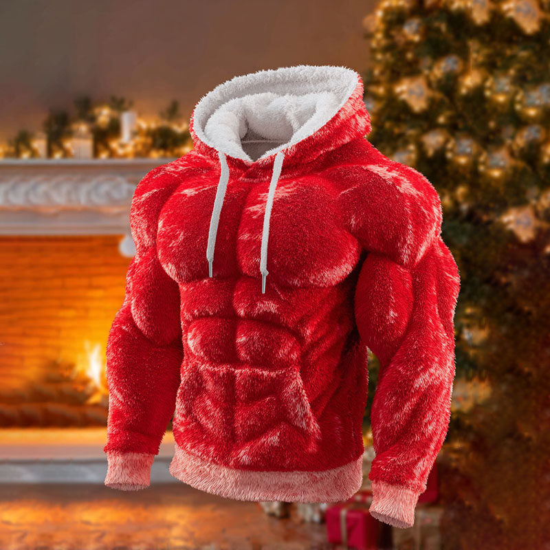 Vintage Christmas Santa Men's Hooded Flannel Sweatshirt