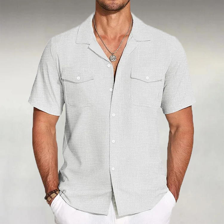 Men's Casual Linen Lapel Button Shirt
