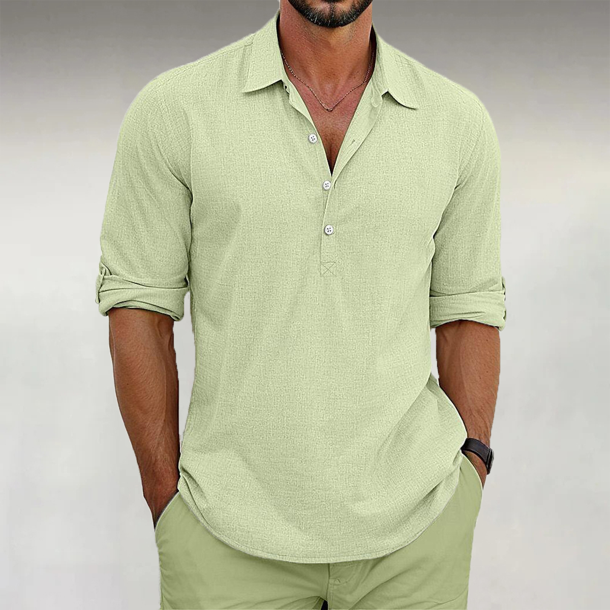 Men's Casual Turndown Collar Buttons Long Sleeve Shirts