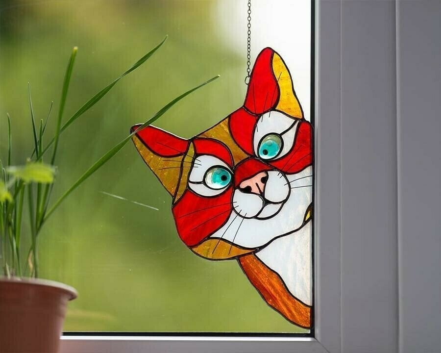 🔥🎁2023-Christmas Hot Sale🎁-😻Handmade Stain Cat Suncatcher For Window