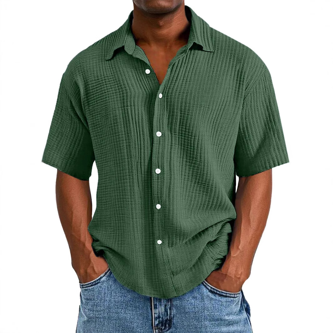 🔥Men's Casual Loose And Comfortable Textured Short-sleeved Shirt