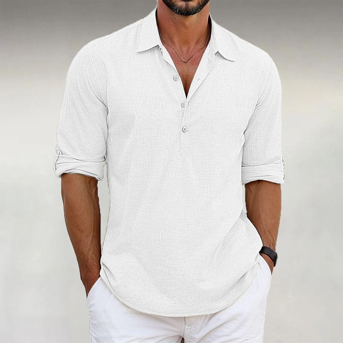 Men's Casual Turndown Collar Buttons Long Sleeve Shirts