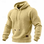 Men's Hoodie Waffle Hoodies Pullover Hoodie Hooded Plain Textured Sports