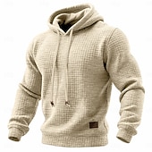 Men's Hoodie Waffle Hoodies Pullover Hoodie Hooded Plain Textured Sports