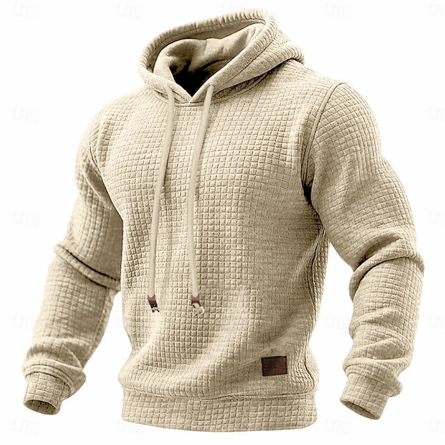 Men's Hoodie Waffle Hoodies Pullover Hoodie Hooded Plain Textured Sports
