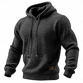 Men's Hoodie Waffle Hoodies Pullover Hoodie Hooded Plain Textured Sports