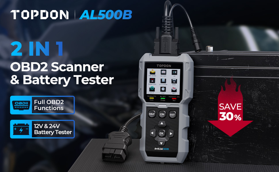 TOPDON AL500B 2 IN 1 OBD2 Scanner & Battery Tester