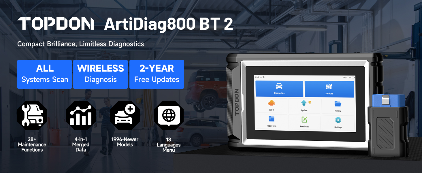 TOPDON OBD2 SCANNER AD800BT SCAN TOOL ARTIDIAG800 BT DIAGNOSTIC SCANNER