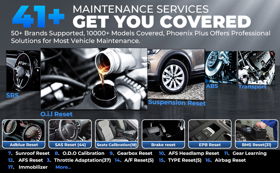 TOPDON Phoenix Plus service functions