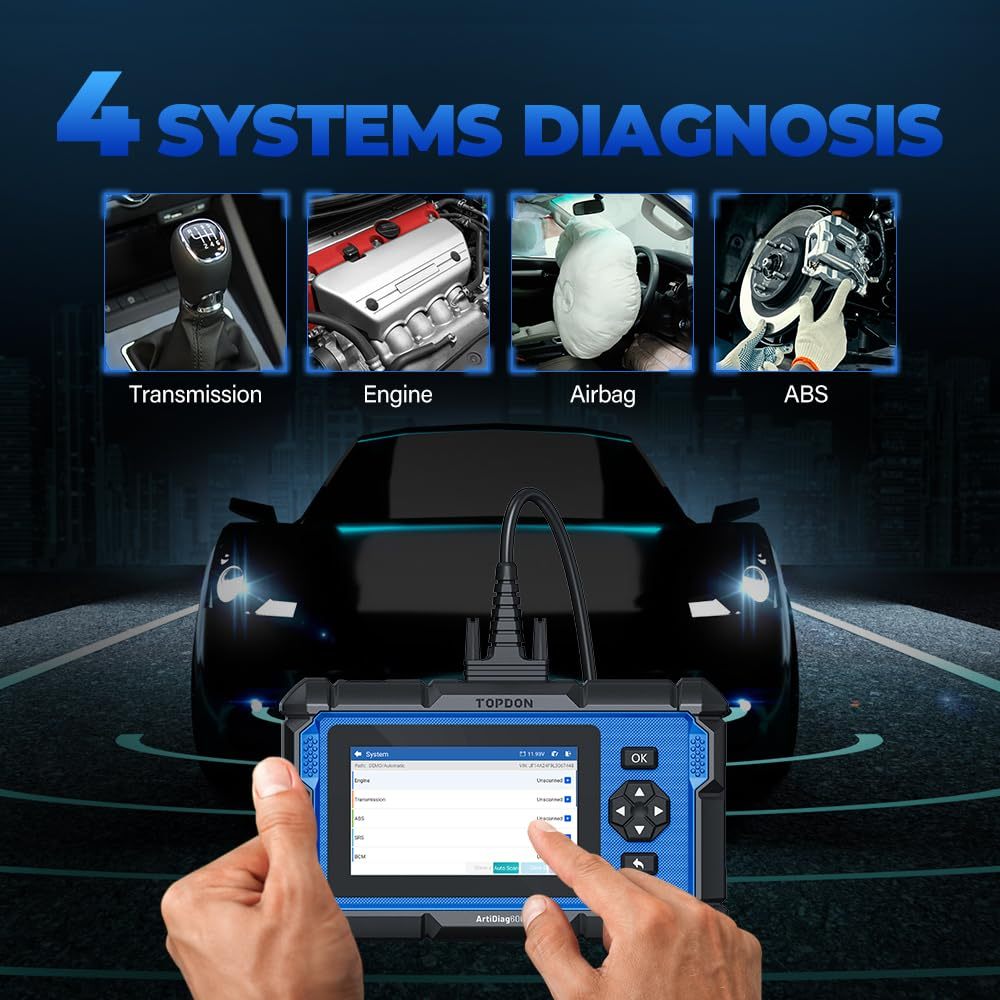 TOPDON ArtiDiag600S OBD2 Code Reader, Car Diagnostic Tool For 4 Systems Engine/ABS/Airbag/AT, 8 Reset Functions on Oil/Brake/SAS/BMS/ABS/DPF/TPMS/Throttle, Full OBD2 Functions, Lifetime Free Update