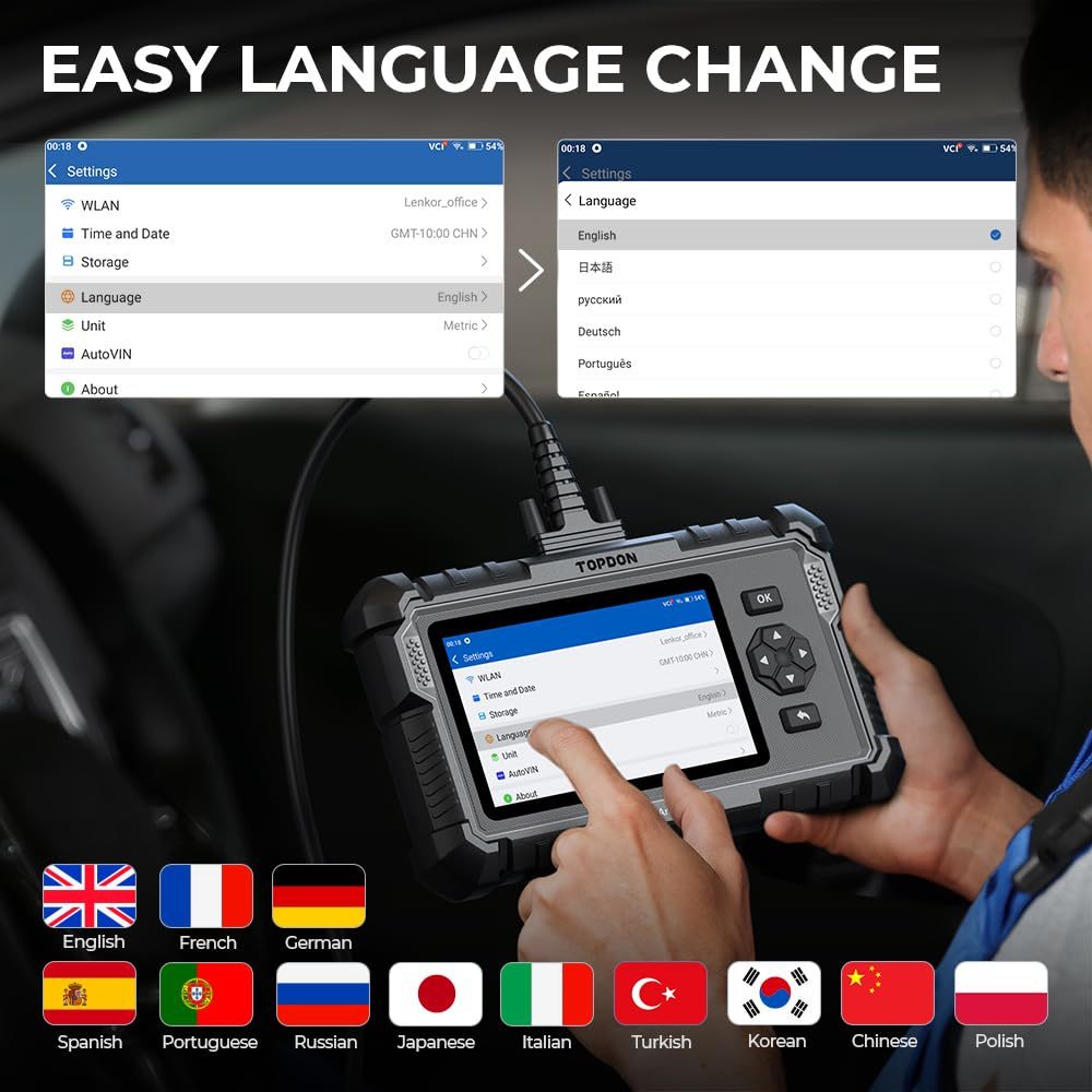 OBD2 Code Reader TOPDON ArtiDiag500, DIagnostic Scanner Engine/Transmission/ABS/Airbag Car Diagnostic Tool, 5 Reset Functions for Oil/BMS/ABS/ETS/Throttle, One-Click Lifetime Wi-Fi Update