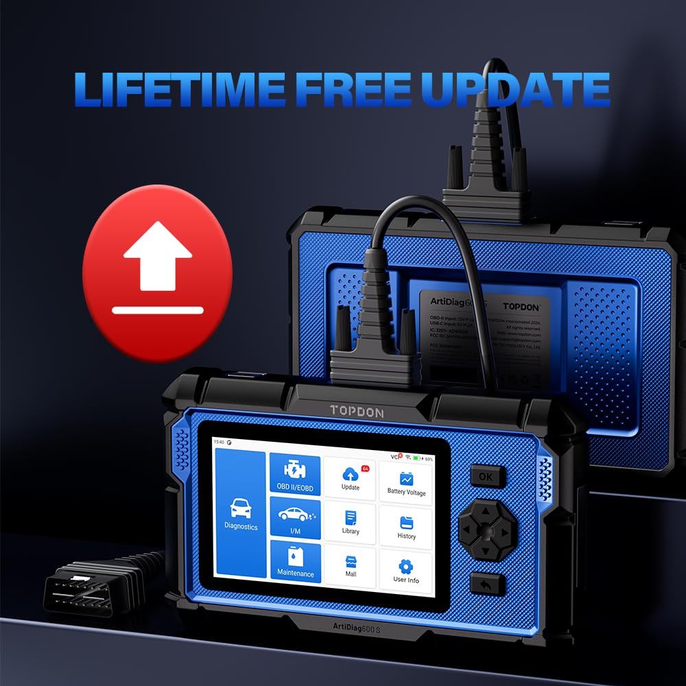 TOPDON ArtiDiag600S OBD2 Code Reader, Car Diagnostic Tool For 4 Systems Engine/ABS/Airbag/AT, 8 Reset Functions on Oil/Brake/SAS/BMS/ABS/DPF/TPMS/Throttle, Full OBD2 Functions, Lifetime Free Update