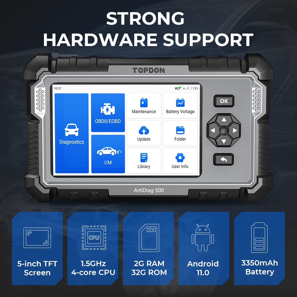 OBD2 Code Reader TOPDON ArtiDiag500, DIagnostic Scanner Engine/Transmission/ABS/Airbag Car Diagnostic Tool, 5 Reset Functions for Oil/BMS/ABS/ETS/Throttle, One-Click Lifetime Wi-Fi Update