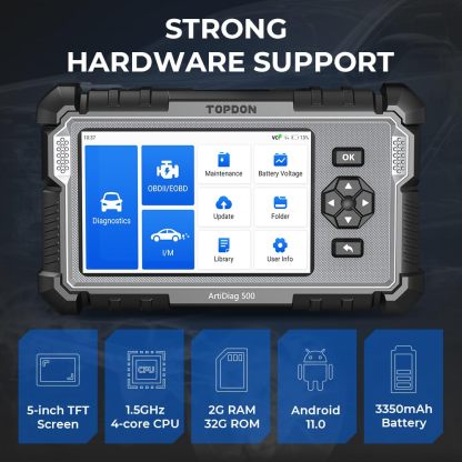 OBD2 Code Reader TOPDON ArtiDiag500, DIagnostic Scanner Engine/Transmission/ABS/Airbag Car Diagnostic Tool, 5 Reset Functions for Oil/BMS/ABS/ETS/Throttle, One-Click Lifetime Wi-Fi Update