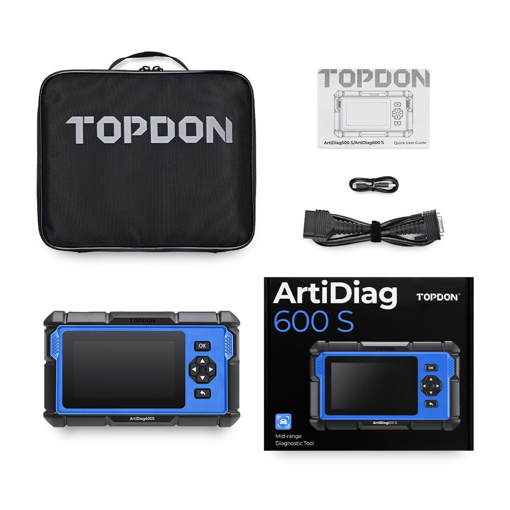 TOPDON ArtiDiag600S OBD2 Code Reader, Car Diagnostic Tool For 4 Systems Engine/ABS/Airbag/AT, 8 Reset Functions on Oil/Brake/SAS/BMS/ABS/DPF/TPMS/Throttle, Full OBD2 Functions, Lifetime Free Update
