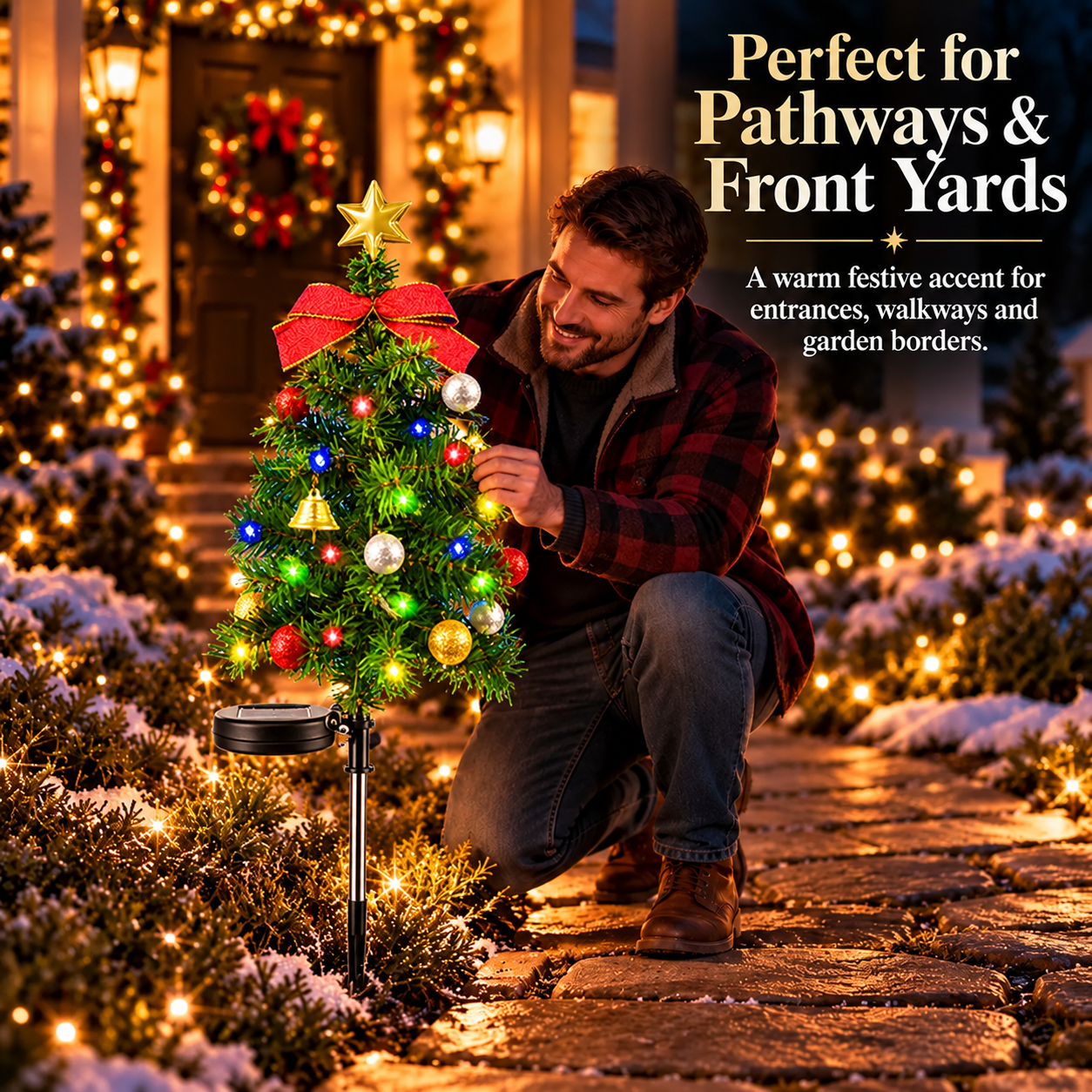 🔥 Solar Cedar Christmas Tree Lights| Festive Outdoor Holiday Decor