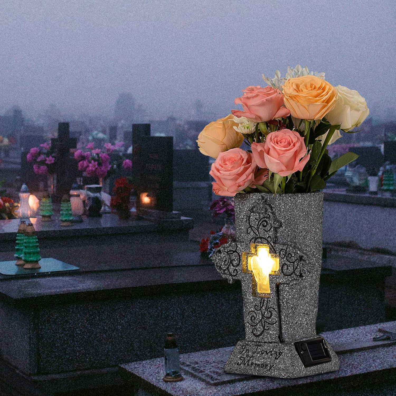 🔥ON SALE 59% OFF🔥Solar Cemetery Grave Vase with LED