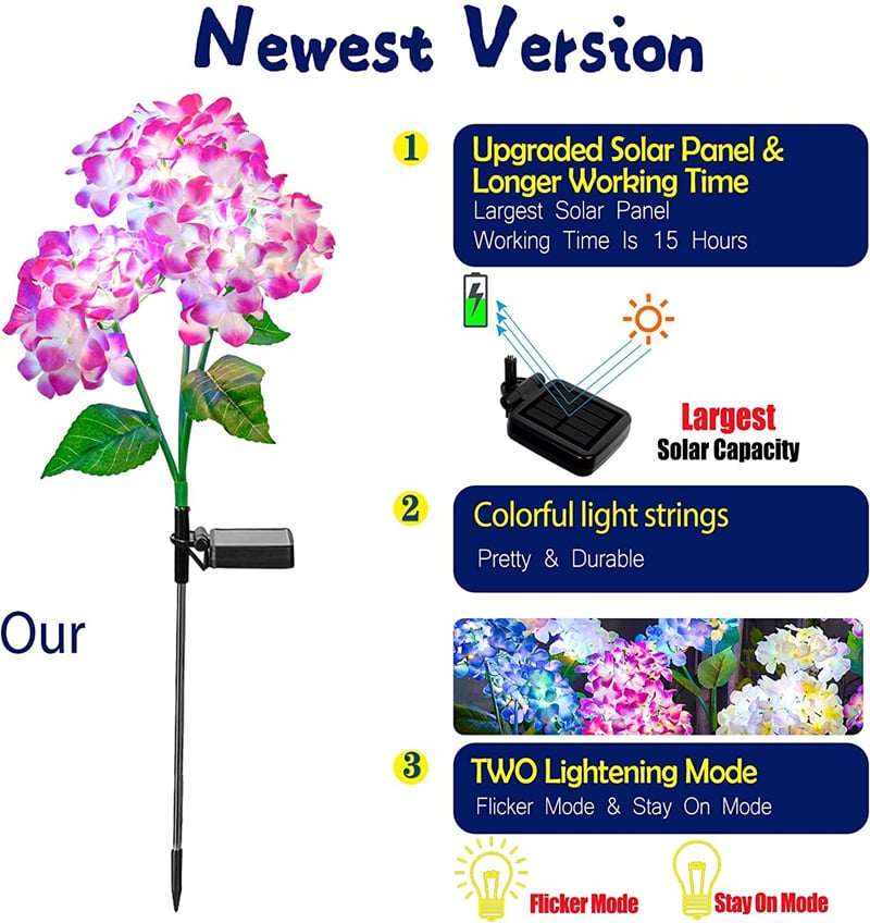 💐Summer Hot Sale 49% OFF--Solar Hydrangea Flower Light With 3 Head