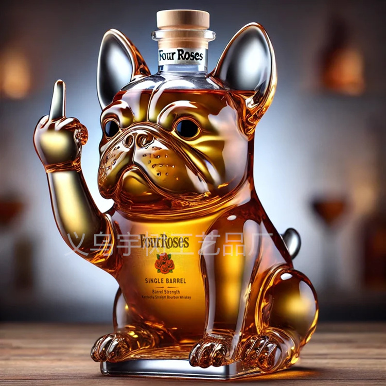 Funny French Bulldog Whiskey Bottle