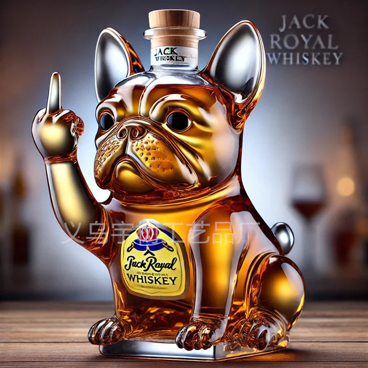 Funny French Bulldog Whiskey Bottle