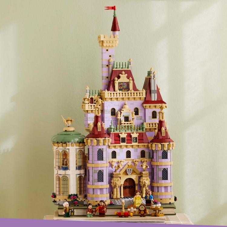 The LEGO Disney Princess Beauty and the Beast Castle set on a table