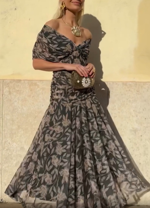 Off-shoulder floral dress