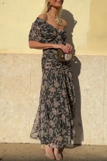 Off-shoulder floral dress