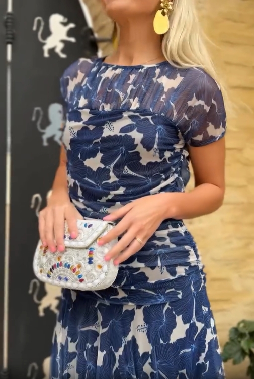 Elegant Floral Ruched Dress