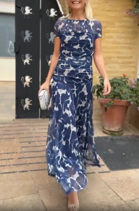 Elegant Floral Ruched Dress