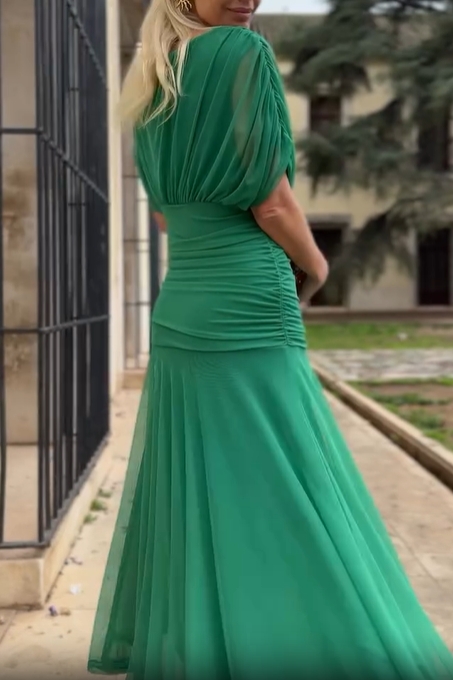 Ethereal Whisper Emerald Green Dress