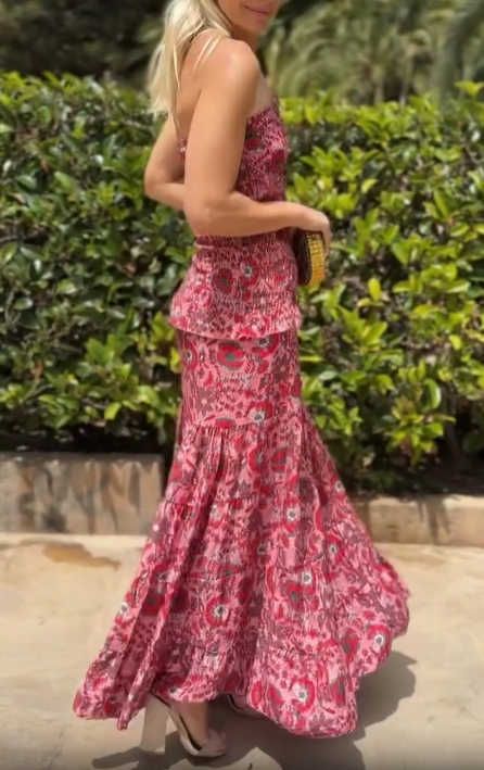 Halter-neck floral maxi dress