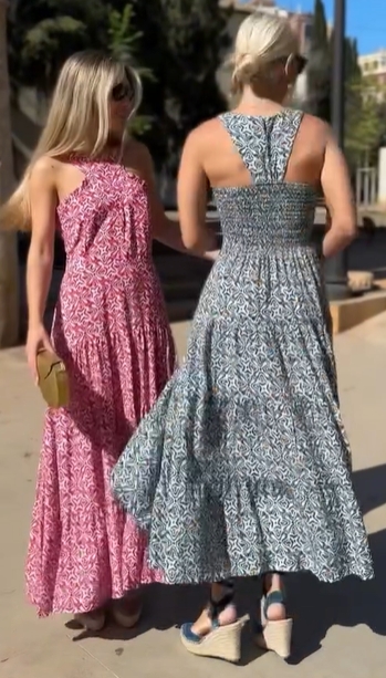 Floral Back Cross Tank Dress