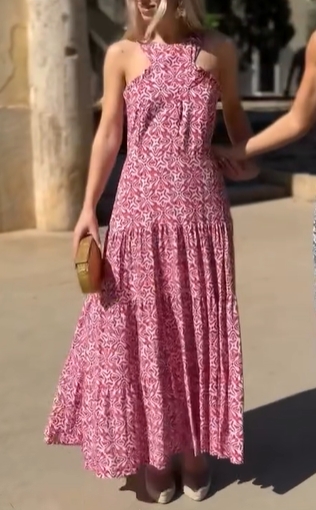 Floral Back Cross Tank Dress