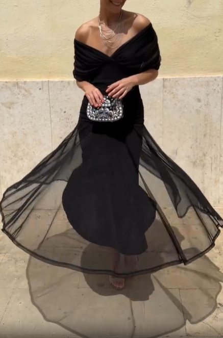 Ethereal Whisper Black Dress