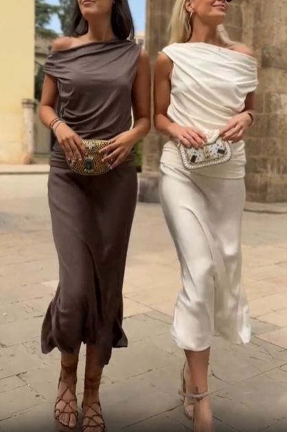 Draped One-Shoulder Dress