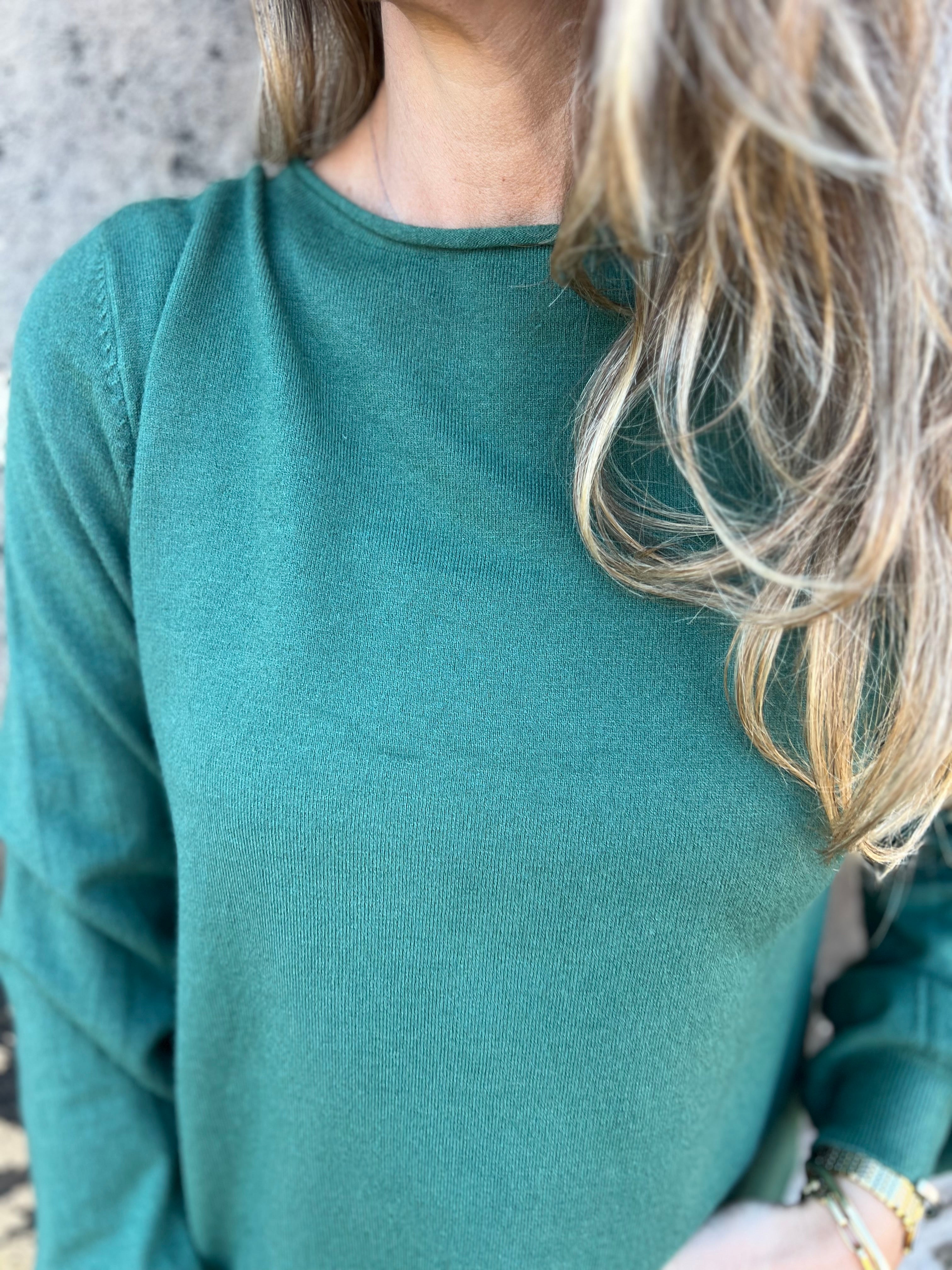 Basic green boat neck sweater