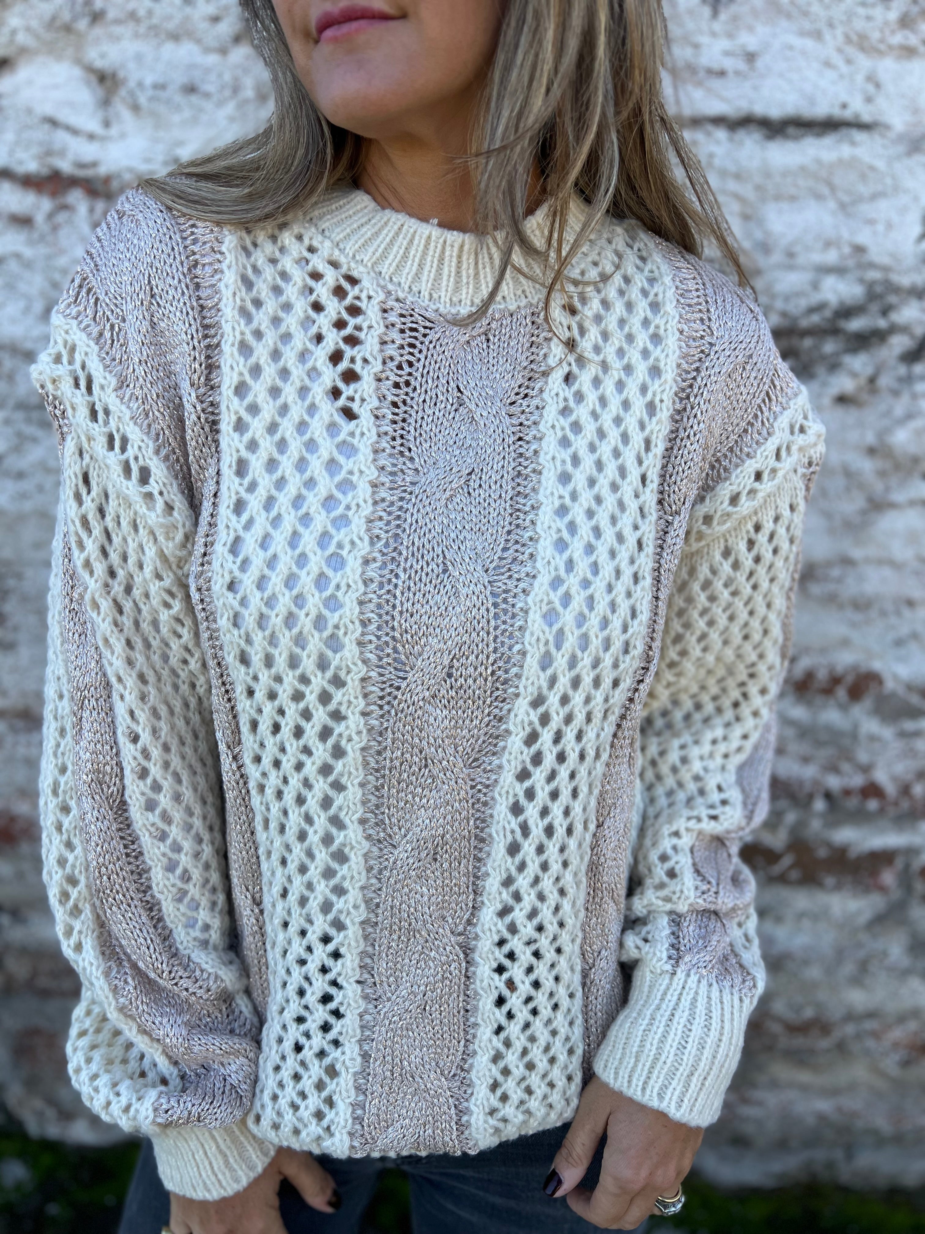 Light beige shiny sweater