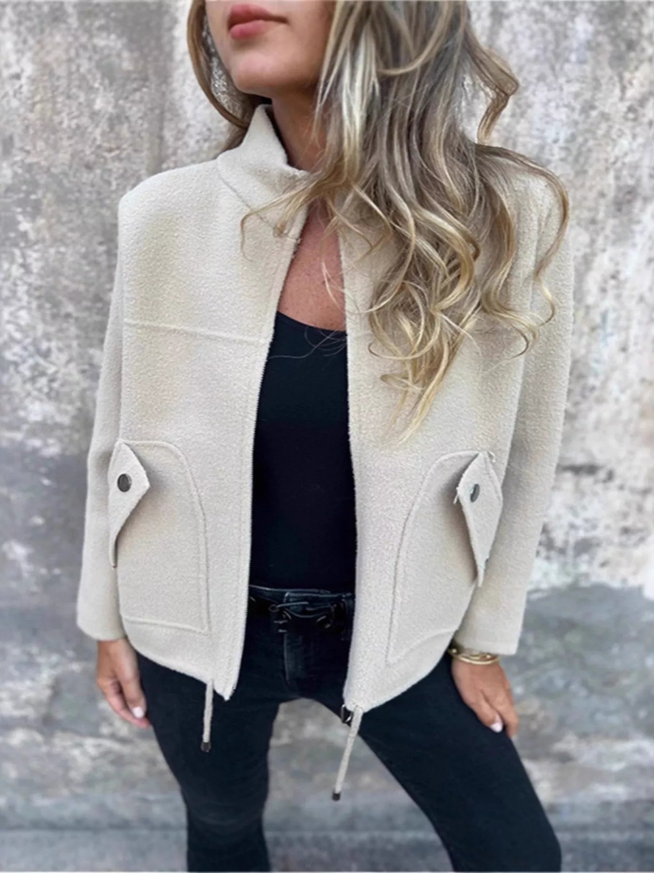 Chic Utility Jacket with Pocket Details