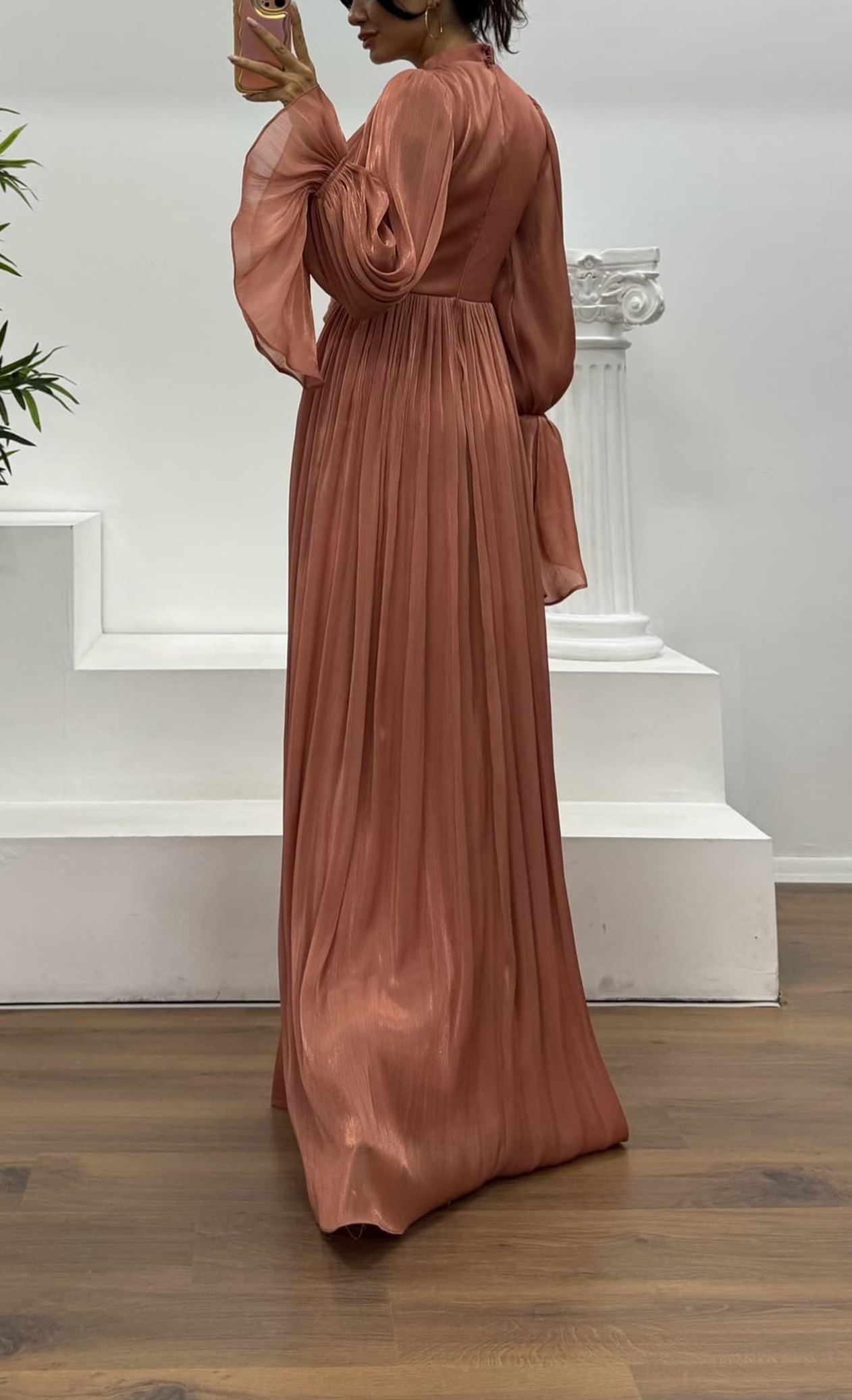 Long Sleeve Chiffon Evening Dress