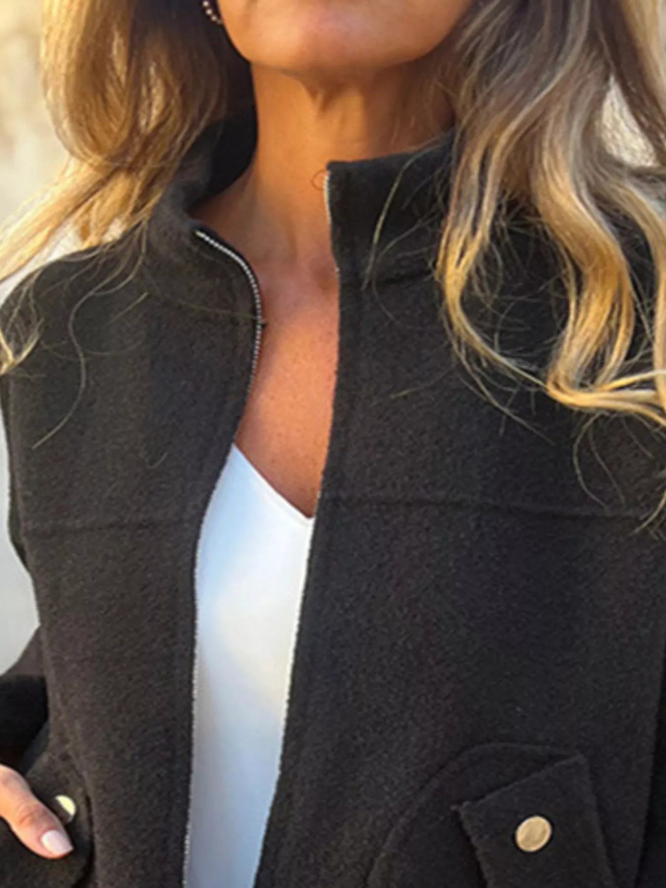 Chic Utility Jacket with Pocket Details