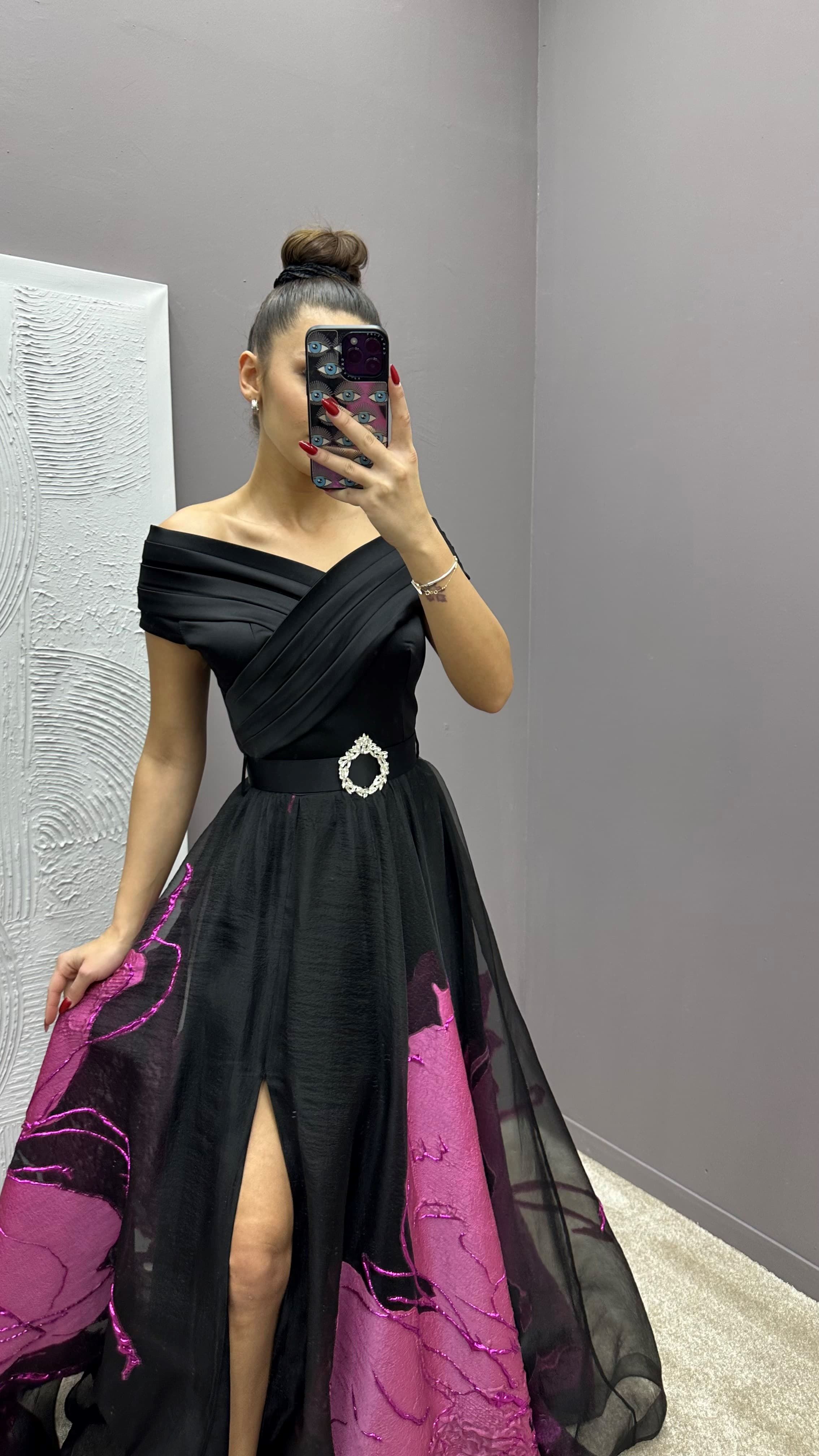 CHEST CROSS PATTERNED DESIGN DRESS