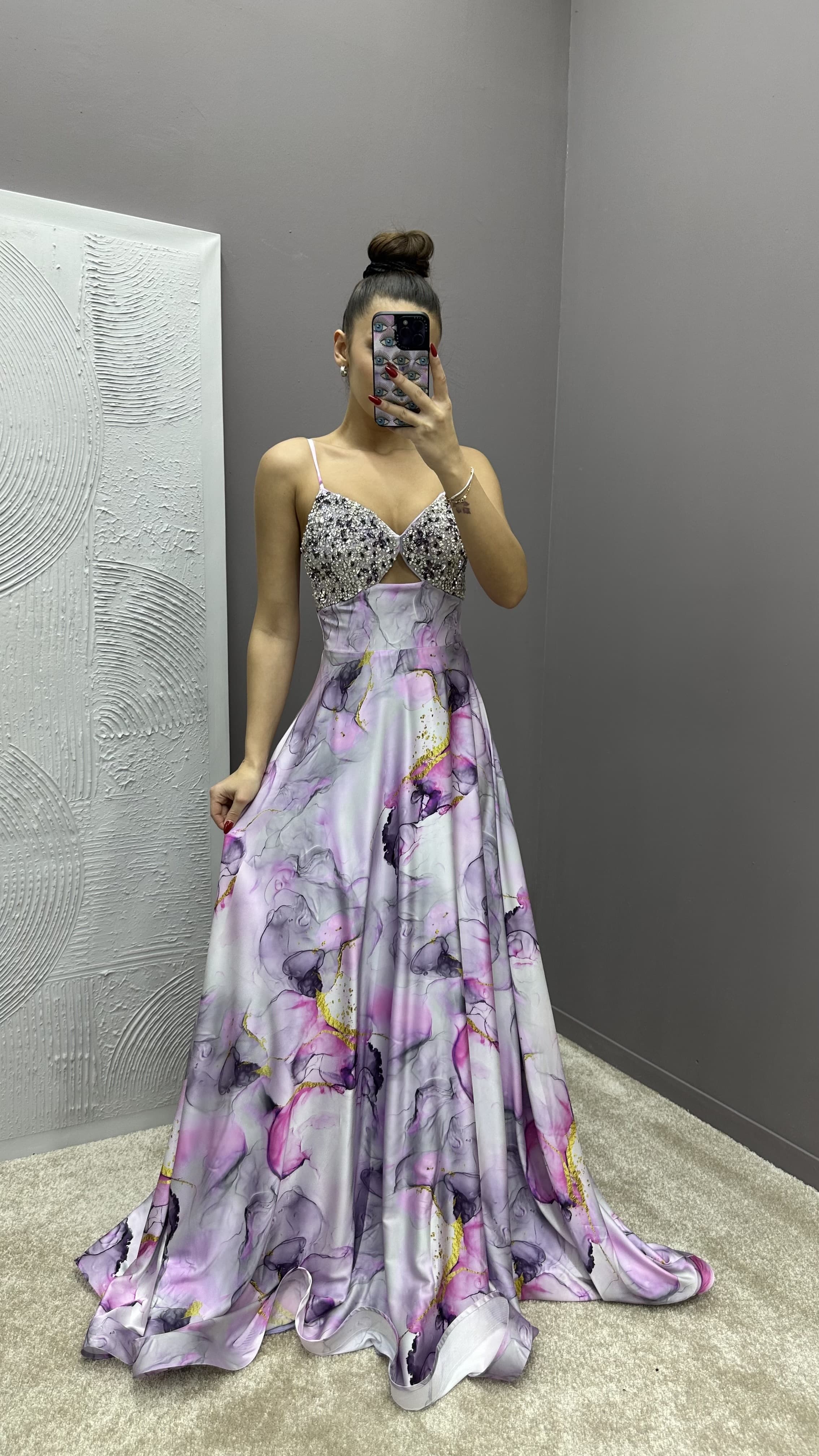 ROPE STRAP CHEST EMBROIDERED PATTERNED DESIGN DRESS