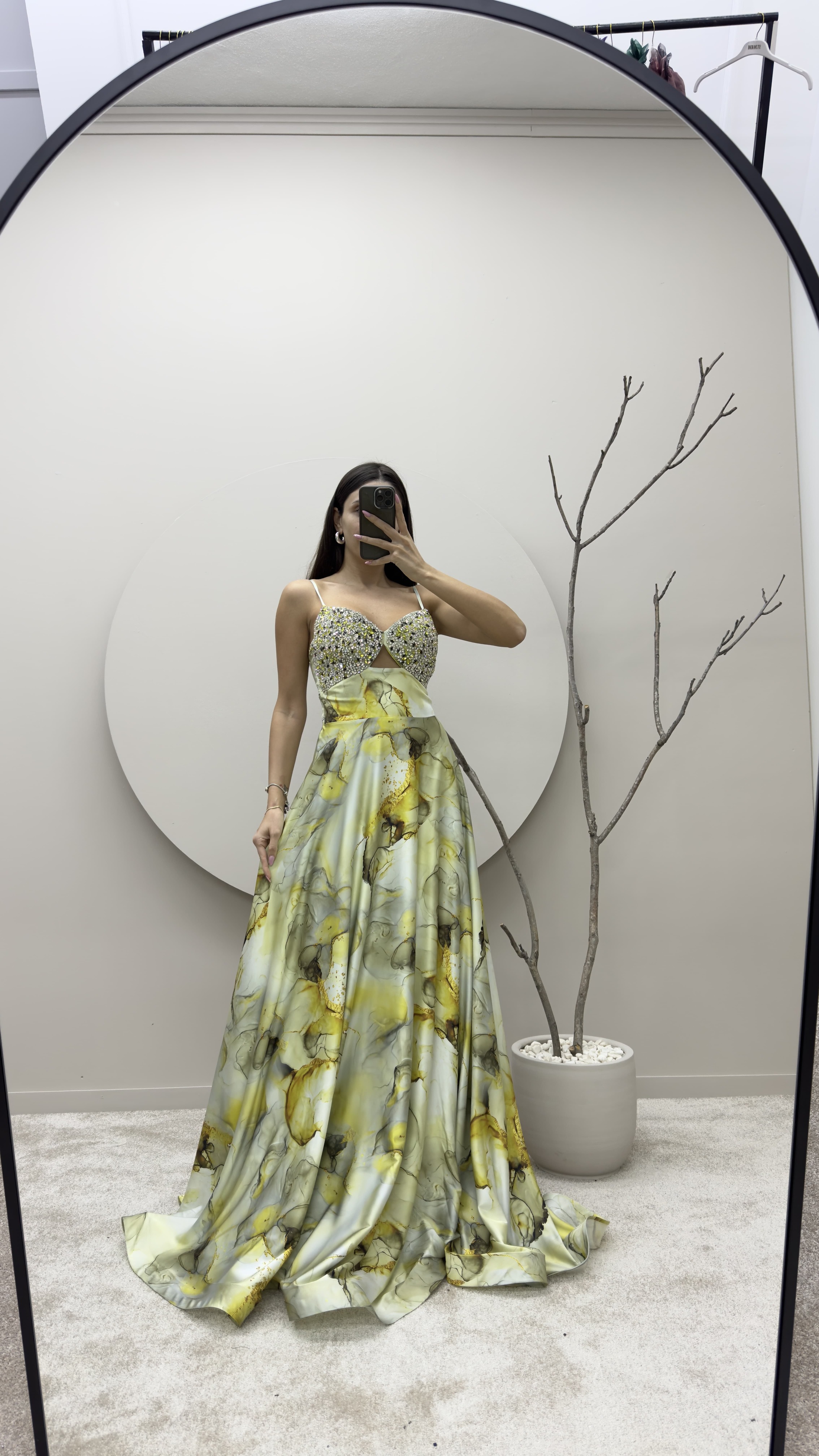 ROPE STRAP CHEST EMBROIDERED PATTERNED DESIGN DRESS