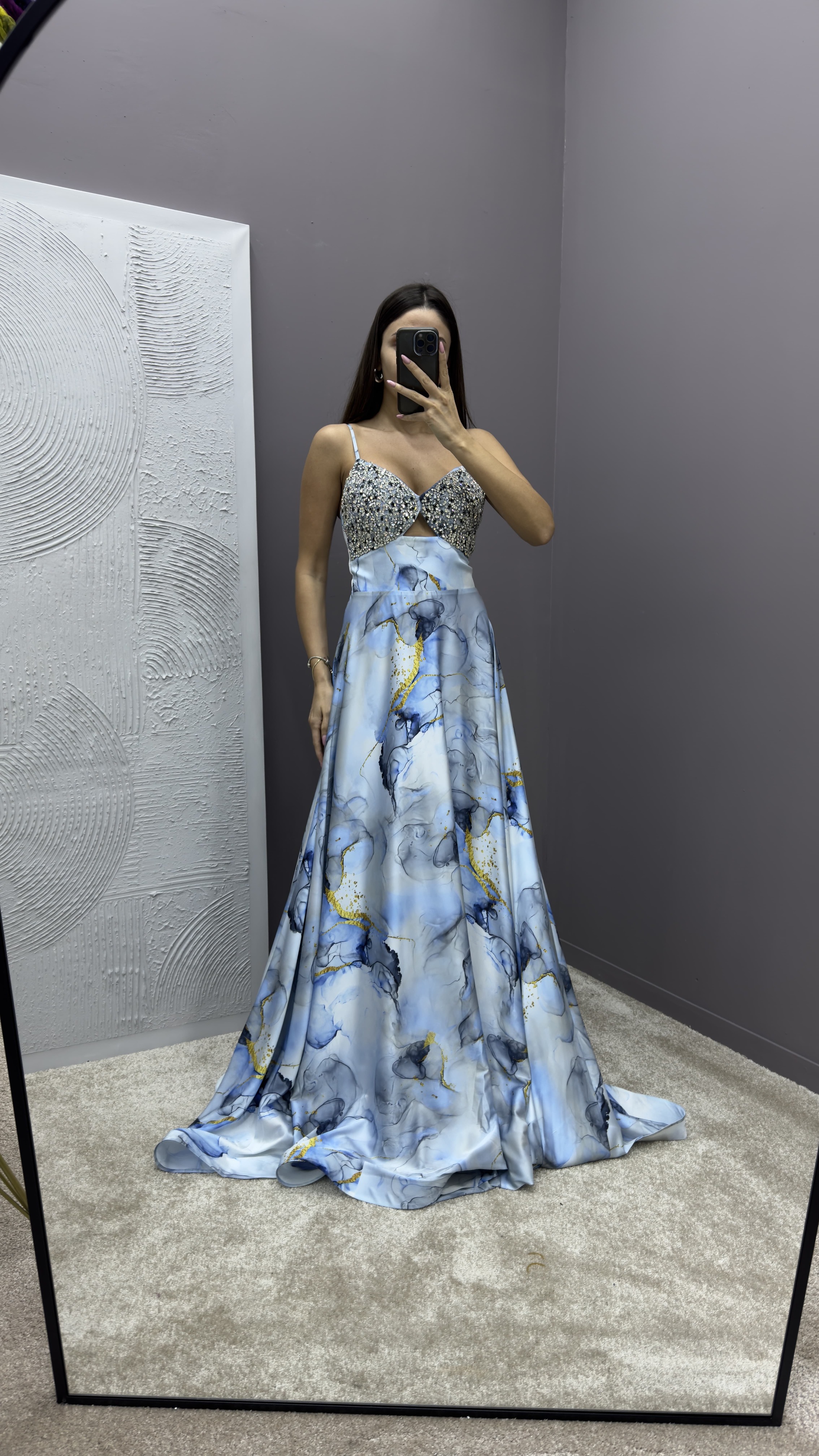 ROPE STRAP CHEST EMBROIDERED PATTERNED DESIGN DRESS