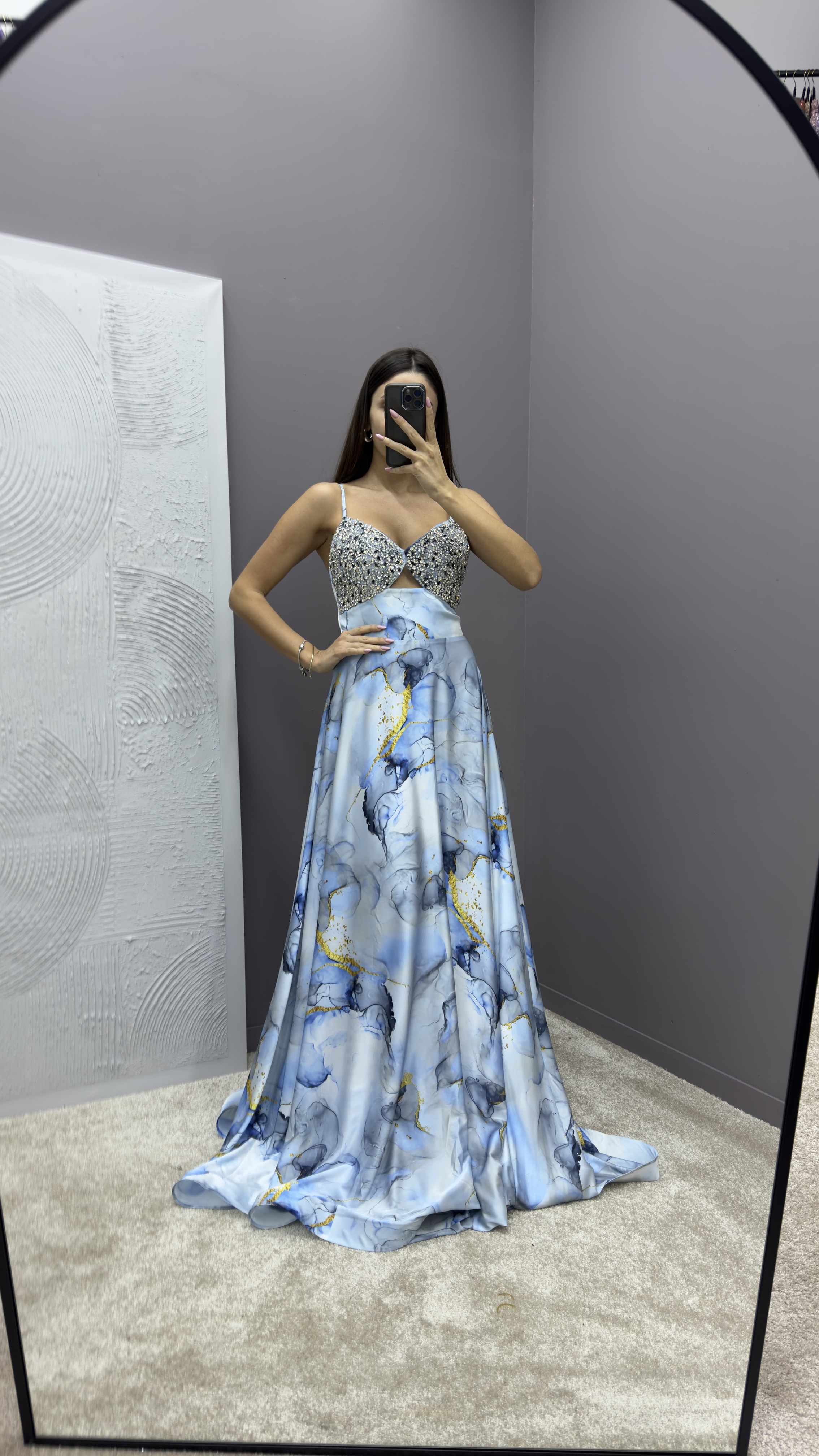 ROPE STRAP CHEST EMBROIDERED PATTERNED DESIGN DRESS